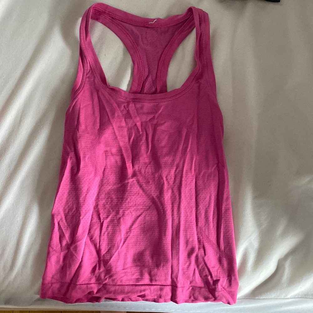 lululemon pink race length tank top